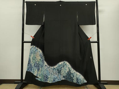 平和屋着物■豪華黒留袖　法隆寺　暈し染め　正絹　逸品　CABD0934ze