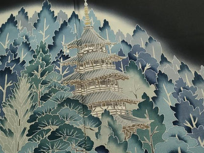 平和屋着物■豪華黒留袖　法隆寺　暈し染め　正絹　逸品　CABD0934ze