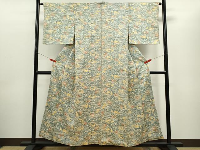 平和屋着物■上質な小紋 型染め 風景文 正絹 逸品 CABD0952ze