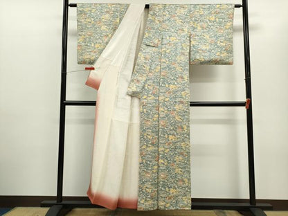 平和屋着物■上質な小紋 型染め 風景文 正絹 逸品 CABD0952ze