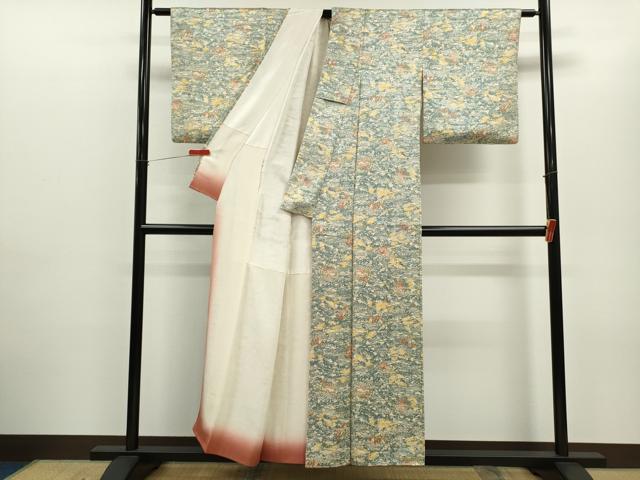 平和屋着物■上質な小紋 型染め 風景文 正絹 逸品 CABD0952ze