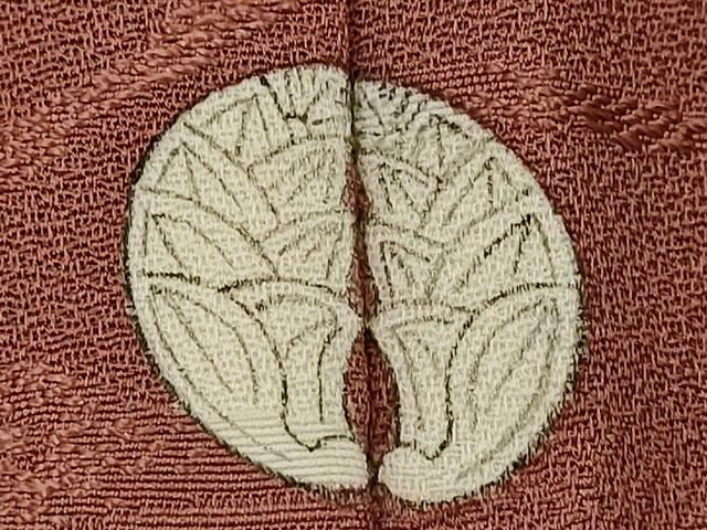 平和屋着物■上質な色無地 吉祥地紋 赭色 正絹 逸品 CABD0953ze