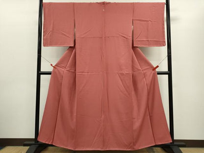 平和屋着物■上質な色無地 紋意匠 浅緋色 正絹 逸品 未使用 CABD0955ze