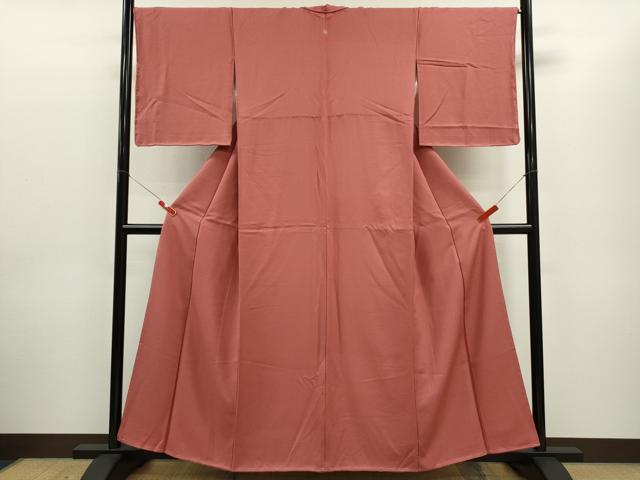 平和屋着物■上質な色無地 紋意匠 浅緋色 正絹 逸品 未使用 CABD0955ze