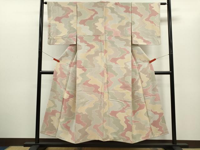 平和屋着物▼上質な小紋 地紋起こし 吉祥文 正絹 逸品 CABD0962ze