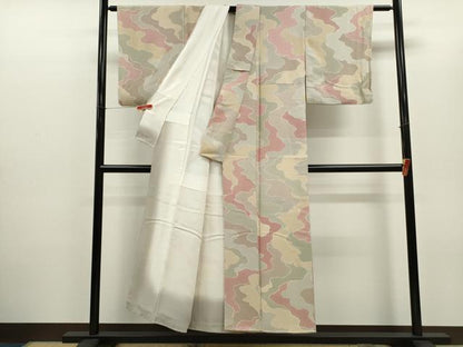 平和屋着物▼上質な小紋 地紋起こし 吉祥文 正絹 逸品 CABD0962ze