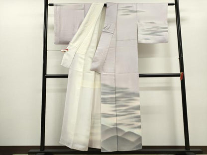 平和屋着物▼訪問着 霞遠山風景文 暈し染め 正絹 逸品 CABD0965ze