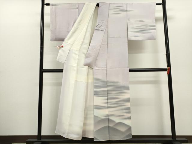 平和屋着物▼訪問着 霞遠山風景文 暈し染め 正絹 逸品 CABD0965ze