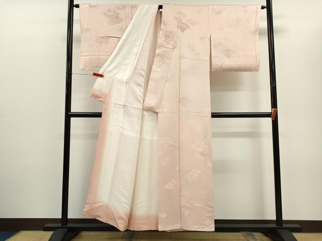 平和屋着物▼上質な小紋 地紋起こし 青海波吉祥花文 暈し染め 正絹 逸品 CABD0976ze