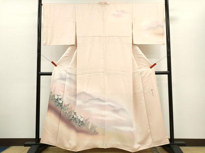 平和屋着物▼染色作家 安達華生 訪問着 草花文 正絹 逸品 CABD0977ze