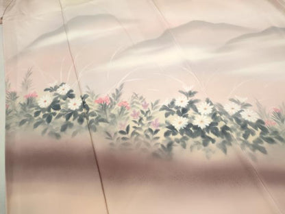 平和屋着物▼染色作家 安達華生 訪問着 草花文 正絹 逸品 CABD0977ze