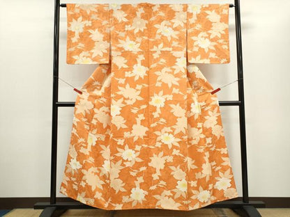 平和屋着物▼上質な小紋 地紋起こし 枝花文 正絹 逸品 CABD0987ze