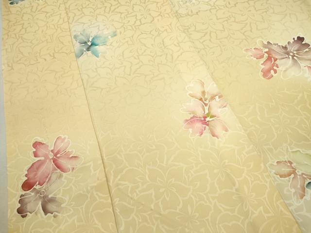 平和屋着物▼上質な小紋 手描き 舞花文 暈し染め 正絹 逸品 CABD0994ze