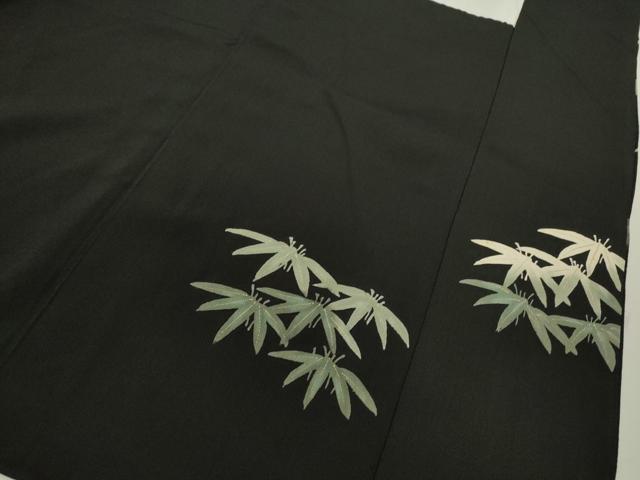 平和屋着物■豪華黒留袖　刺繍　孔雀笹文　金彩　正絹　逸品　CABD0998ze