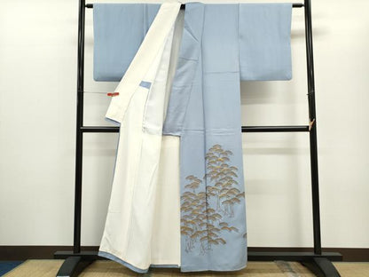 平和屋着物■豪華色留袖　刺繍　枝松文　金彩　正絹　逸品　CABD1001ze