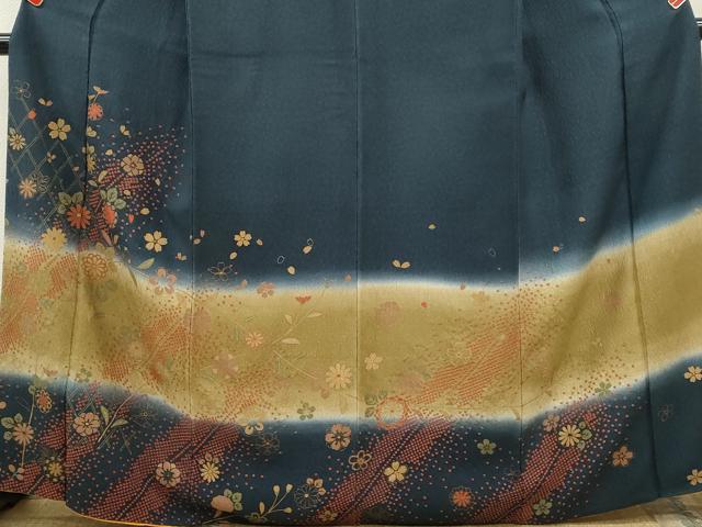平和屋着物■訪問着 ふくれ織 網目枝花文 暈し染め 正絹 逸品 CABD1007ze
