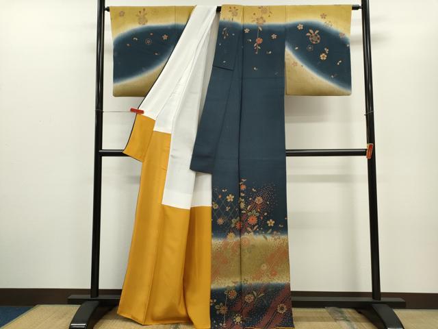 平和屋着物■訪問着 ふくれ織 網目枝花文 暈し染め 正絹 逸品 CABD1007ze