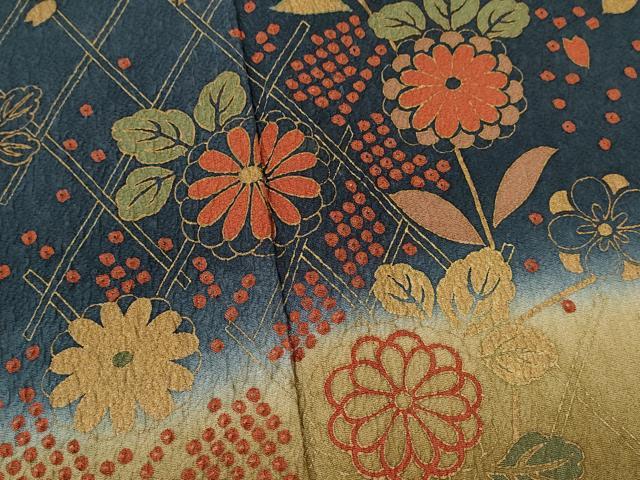 平和屋着物■訪問着 ふくれ織 網目枝花文 暈し染め 正絹 逸品 CABD1007ze