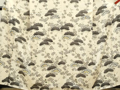 平和屋着物■訪問着 駒刺繍 枝松花文 金彩 正絹 逸品 CABD1011ze