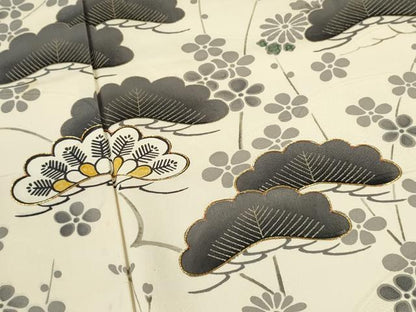 平和屋着物■訪問着 駒刺繍 枝松花文 金彩 正絹 逸品 CABD1011ze