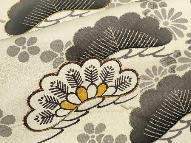 平和屋着物■訪問着 駒刺繍 枝松花文 金彩 正絹 逸品 CABD1011ze
