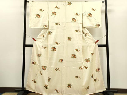 平和屋着物■上質な小紋 冊子草花文 正絹 逸品 未使用 CABD1026ze