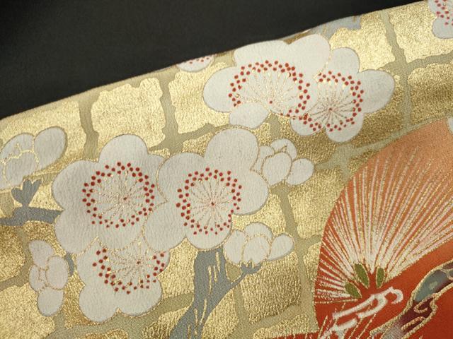 平和屋着物■豪華黒留袖　刺繍　尾長鳥地紙松梅文　金銀彩　正絹　逸品　CABD1042ze
