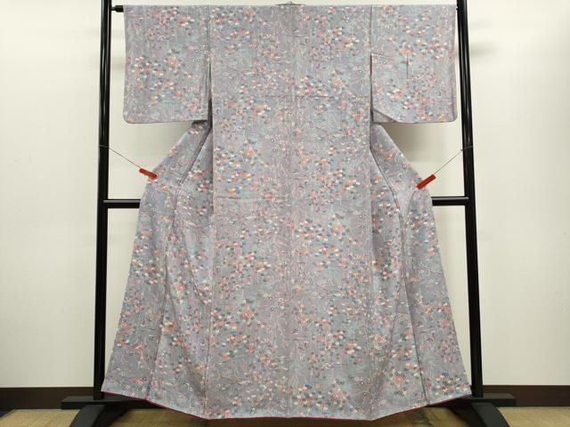 平和屋着物■上質な小紋　飛鶴舞蝶草花文　正絹　逸品　CABD1059ze