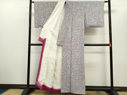 平和屋着物■上質な小紋　飛鶴舞蝶草花文　正絹　逸品　CABD1059ze