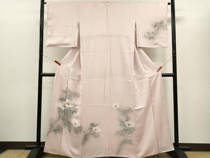 平和屋着物■訪問着　手描き　刺繍　枝花文　暈し染め　正絹　逸品　CABD1060ze