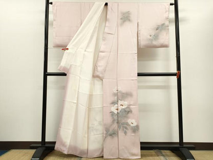 平和屋着物■訪問着　手描き　刺繍　枝花文　暈し染め　正絹　逸品　CABD1060ze
