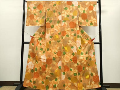 平和屋着物■上質な小紋　草花シルエット　暈し染め　正絹　逸品　CABD1135ze