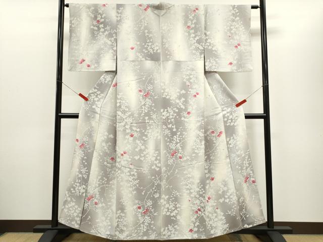平和屋着物■上質な小紋 枝花文 暈し染め 正絹 逸品 CABD1136ze