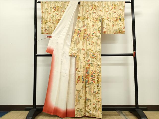 平和屋着物■上質な小紋　吉祥花鳥文　金彩　正絹　逸品　CABD1137ze