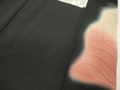 平和屋着物■中国三大刺繍 相良刺繍 黒留袖 作家物 群鶴 暈し染め 金彩 正絹 逸品 CABD1144ze