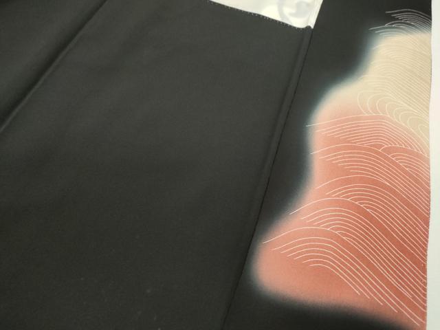 平和屋着物■中国三大刺繍 相良刺繍 黒留袖 作家物 群鶴 暈し染め 金彩 正絹 逸品 CABD1144ze