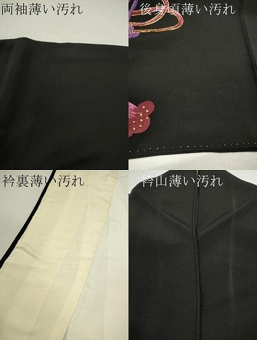 平和屋着物■豪華黒留袖 総刺繍 駒刺繍 檜扇飛鶴風景文 金糸 正絹 逸品 CABD1152ze