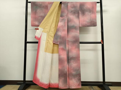 平和屋着物■上質な小紋　草花地紋　暈し染め　正絹　逸品　CABD1162ze