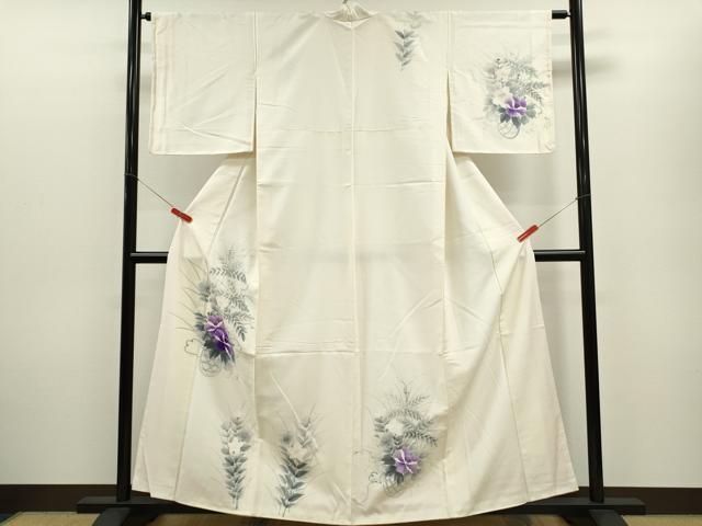 平和屋着物▼訪問着 紬地 手描き 花籠文 正絹 逸品 CABD1172ze