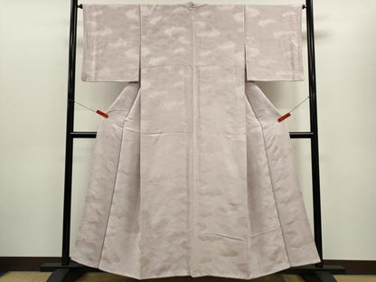 平和屋着物▼上質な色無地　雲取り地紋　薄桜色　正絹　逸品　CABD1200ze