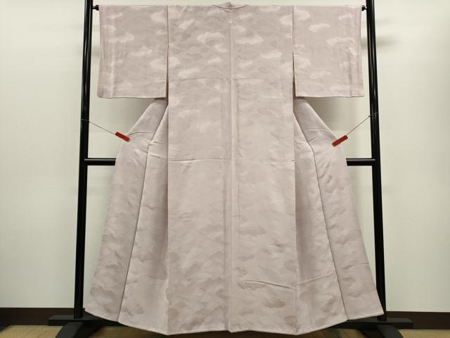 平和屋着物▼上質な色無地　雲取り地紋　薄桜色　正絹　逸品　CABD1200ze