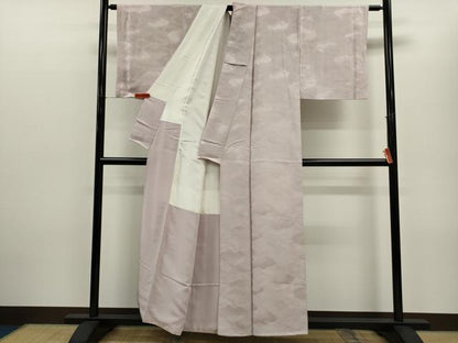 平和屋着物▼上質な色無地　雲取り地紋　薄桜色　正絹　逸品　CABD1200ze