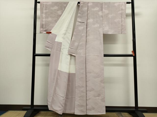 平和屋着物▼上質な色無地　雲取り地紋　薄桜色　正絹　逸品　CABD1200ze