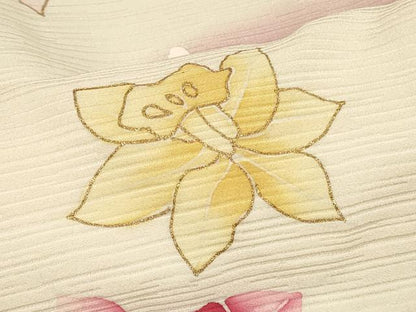 平和屋着物＃羽織 草花文 暈し染め 金彩 正絹 逸品 未使用 CABD1211in