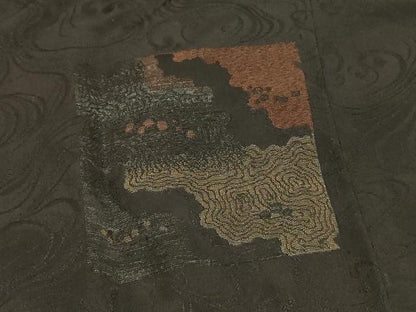 平和屋着物＃道行コート 色紙風景文 黒地 正絹 逸品 CABD1232in