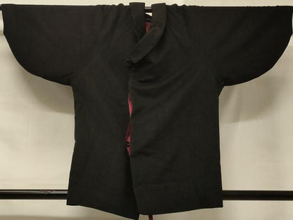 平和屋着物＃和装コート 黒地 高島屋扱い ウール CABD1269in