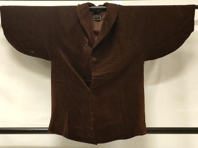 平和屋着物＃和装コート 茶褐色 ベロア CABD1270in