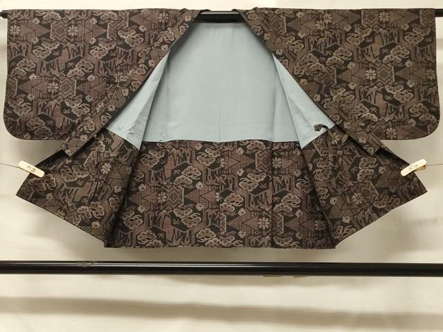 平和屋着物▽本場大島紬　単衣　7マルキ　亀甲花文　正絹　逸品　BAAT9101yc 平和屋着物□本場大島紬 7マルキ 亀甲花丸文 正絹 逸品 CABC5817xi
