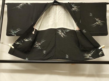 平和屋着物＃羽織　寿光織　遠山文　黒地　金銀糸　正絹　逸品　CABD1299in