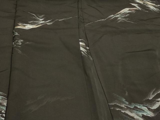 平和屋着物＃羽織　寿光織　遠山文　黒地　金銀糸　正絹　逸品　CABD1299in